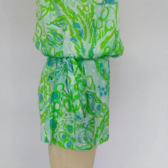 Lilly Pulitzer Deanna Romper XS Any Fins Possible Green and Blue - Picture 5 of 9